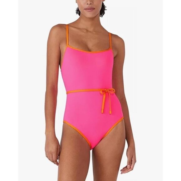 KATE SPADE Size XS Belted One Piece Swimsuit Radiant Pink Orange - Picture 1 of 9